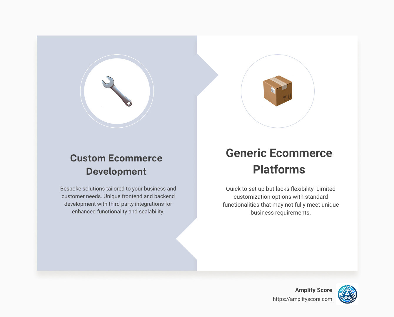 Custom Ecommerce Development Infographic: Boost User Experience and Sales - custom ecommerce developer infographic comparison-2-items-formal