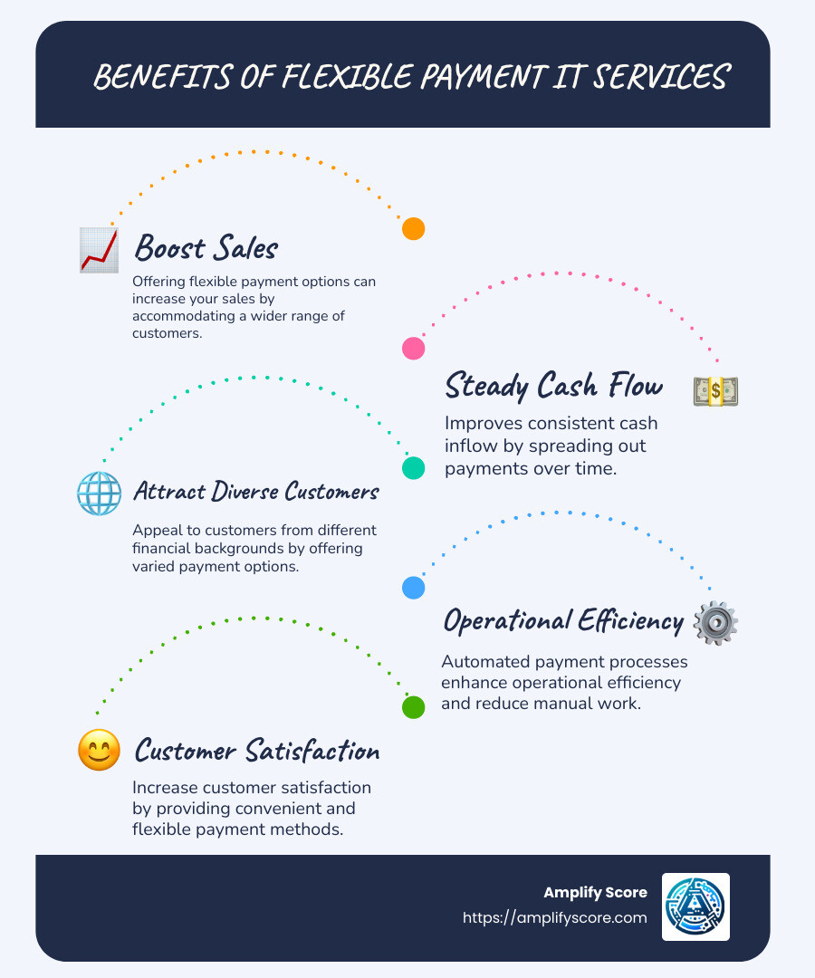 Overview of Flexible Payment IT Services Benefits - flexible payment IT services infographic infographic-line-5-steps-blues-accent_colors