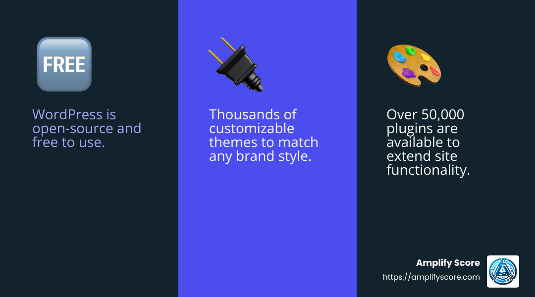 WordPress's large community of developers and users ensures constant updates and improvements. - wordpress web development service infographic 3_facts_emoji_blue