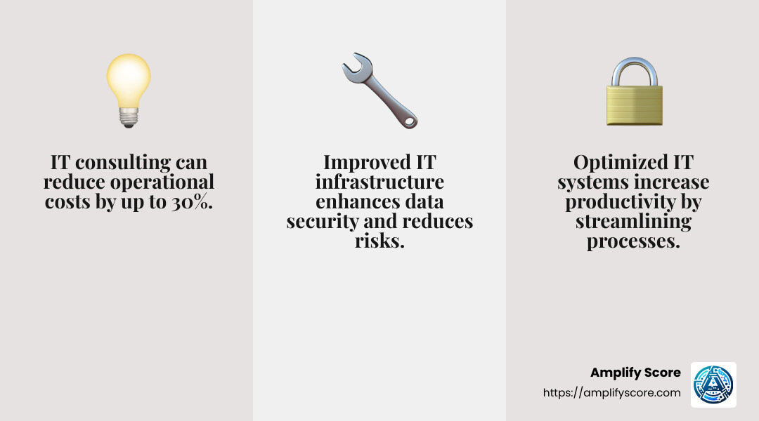 Cost-effective IT solutions can save businesses money by optimizing resources and reducing unnecessary expenses. - it consulting management infographic 3_facts_emoji_grey