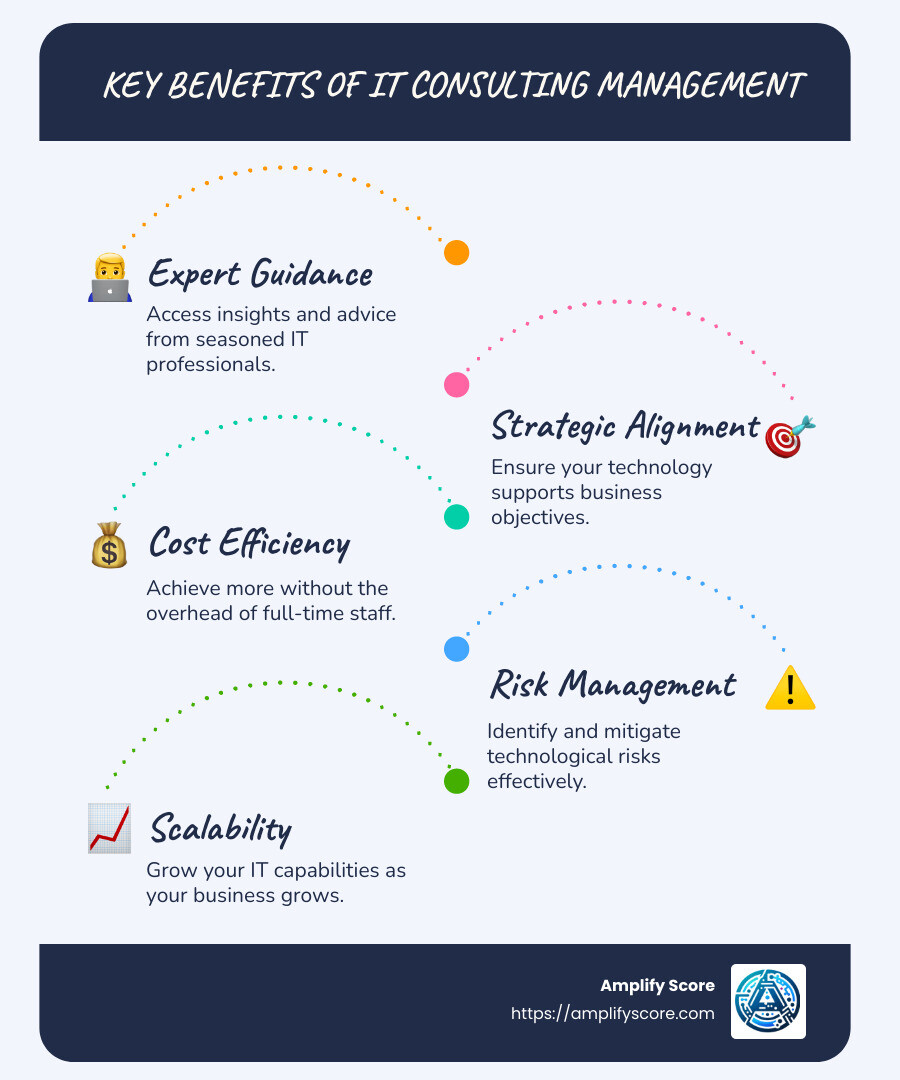 The benefits of IT consulting management - it consulting management infographic infographic-line-5-steps-blues-accent_colors